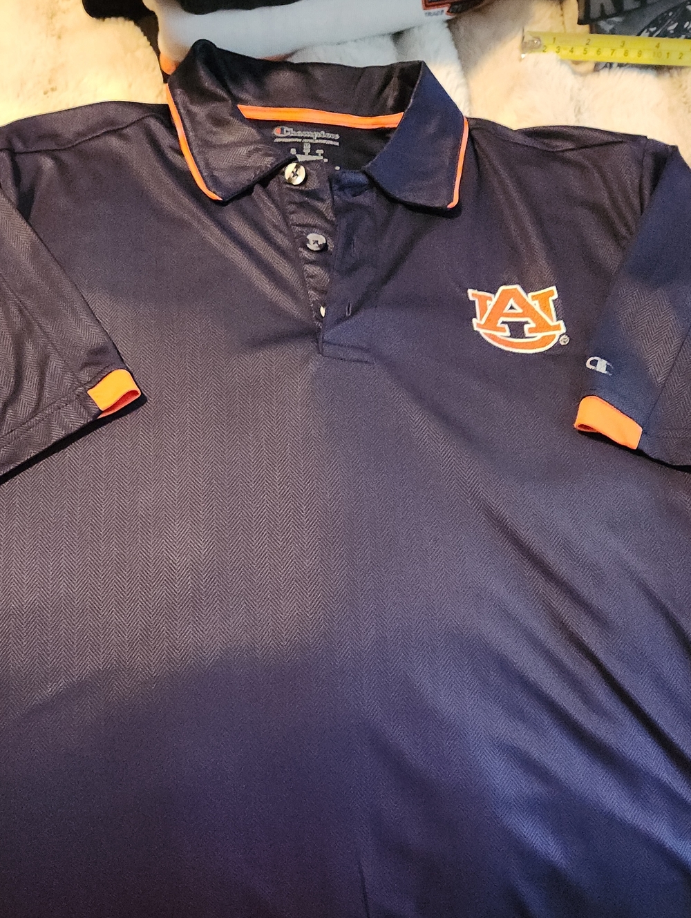 Champion Navy and Orange Auburn Polo Shirt - Men's